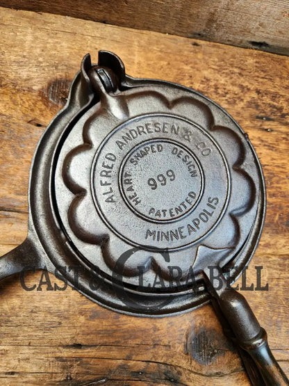 Wow! Gorgeous Fully Restored 1920’S Griswold Made Alfred Andresen & Co. #8 Waffle Iron Original