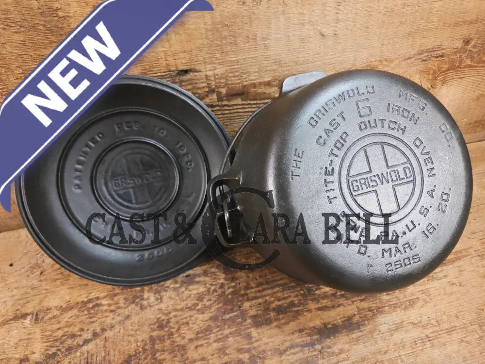WOW Hard to Find and the cutest Dutch oven EVER. 1920’s Griswold #6 Tite-Top Cast Iron Dutch Oven Fully marked Lid