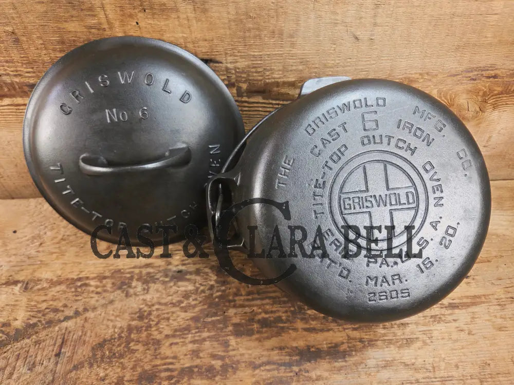 WOW Hard to Find and the cutest Dutch oven EVER. 1920’s Griswold #6 Tite-Top Cast Iron Dutch Oven Fully marked Lid