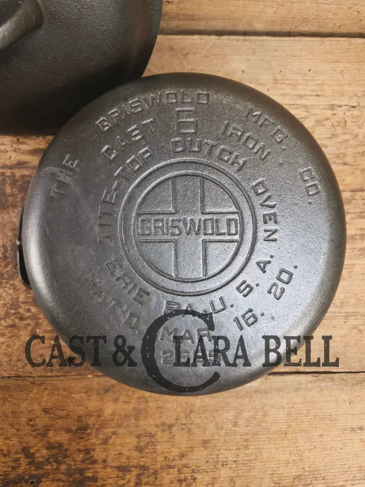 WOW Hard to Find and the cutest Dutch oven EVER. 1920’s Griswold #6 Tite-Top Cast Iron Dutch Oven High Dome Lid with EZ