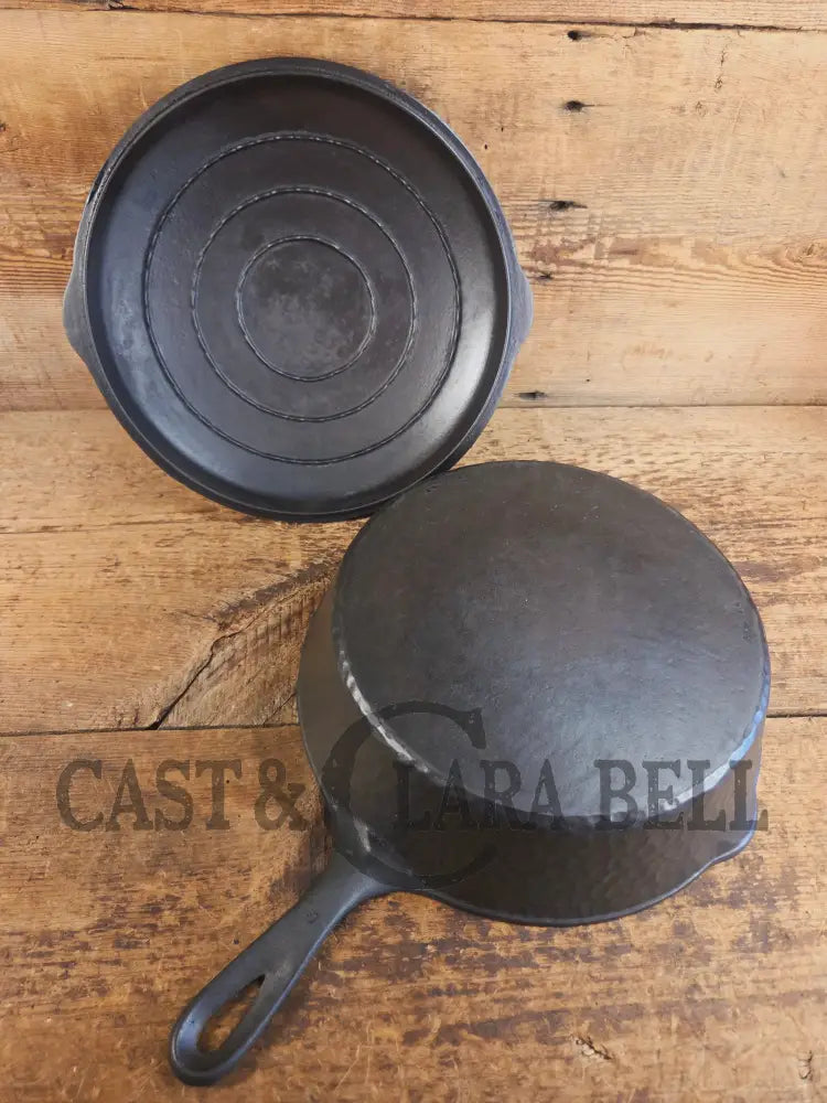 WOW! Harder to find 1930’s Wagner #8 DEEP skillet with matching lid! Not see often and with beautiful Hammered Finish