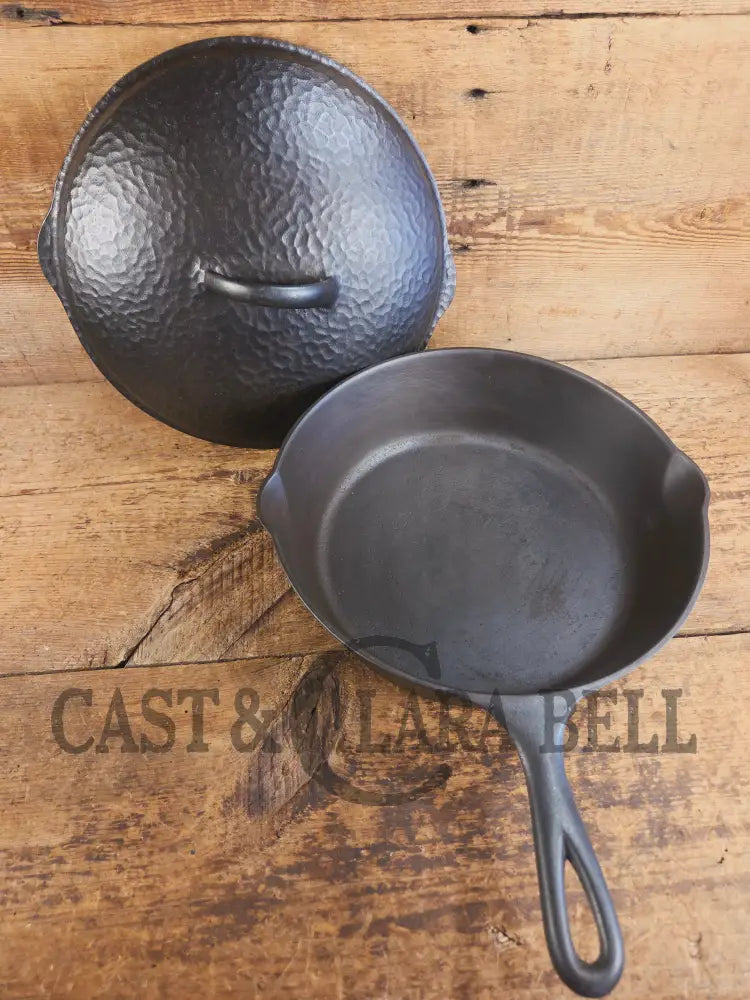 WOW! Harder to find 1930’s Wagner #8 DEEP skillet with matching lid! Not see often and with beautiful Hammered Finish