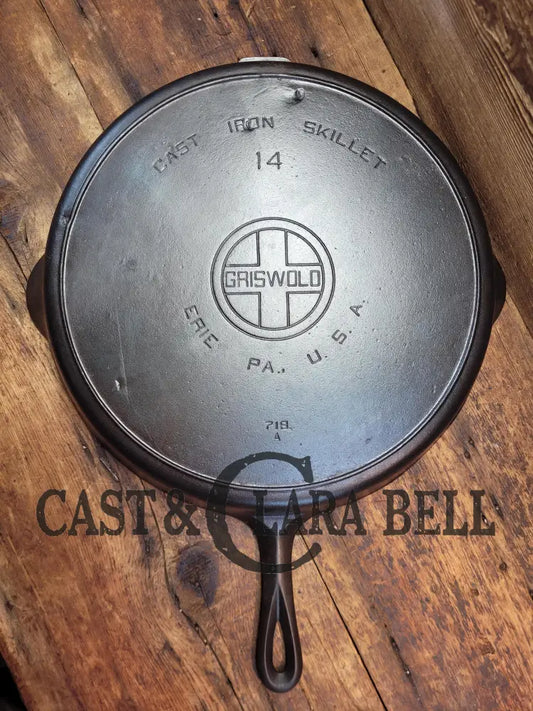 Wow! Huge Beautiful 1930’S Griswold No. 14 Skillet With Large Block Logo And Heat Ring 718. The