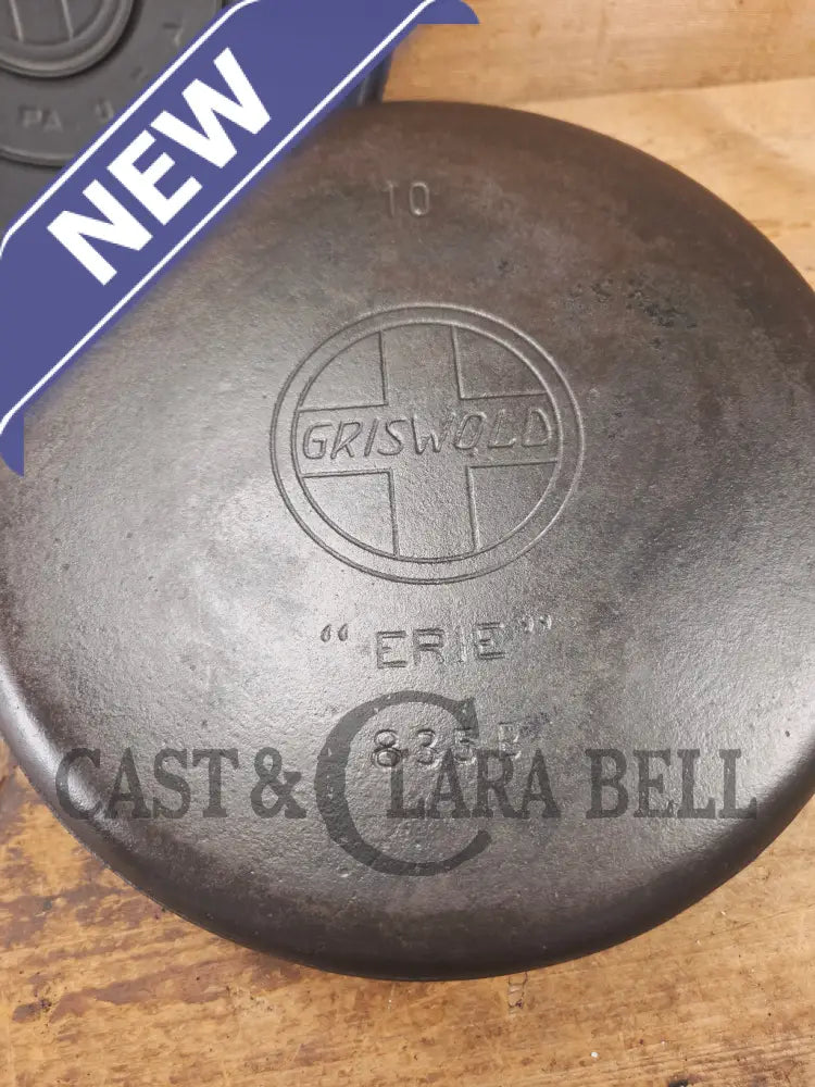 WOW. Not seen often! Griswold first series Slant Logo w/ ERIE Dutch oven Size #10 (835) Dutch Oven with ERIE Logo &
