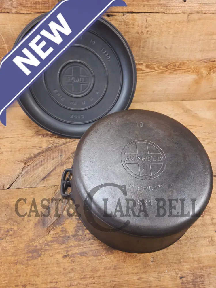WOW. Not seen often! Griswold first series Slant Logo w/ ERIE Dutch oven Size #10 (835) Dutch Oven with ERIE Logo &