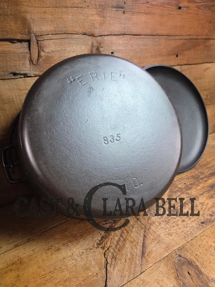 WOW. Not seen often! Late 1890’s Era Griswold ERIE Size #10 (835) Dutch Oven with ERIE Logo & (2553) Lid. One of the