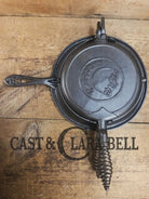 WOW VERY cool and tough to find! Early 1900’s Fanner Mfg Co No. 8 Crescent Cast Iron Waffle Maker with Low Base. Harder