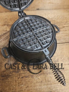 WOW VERY cool and tough to find! Early 1900’s Fanner Mfg Co No. 8 Crescent Cast Iron Waffle Maker with TALL Base.