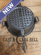 WOW VERY cool and tough to find! Early 1900’s Fanner Mfg Co No. 8 Crescent Cast Iron Waffle Maker with TALL Base.