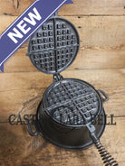 WOW VERY cool and tough to find! Early 1900’s Fanner Mfg Co No. 8 Crescent Cast Iron Waffle Maker with TALL Base.